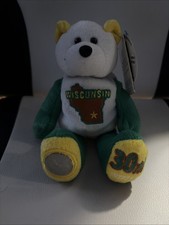 NEW LIMITED TREASURES WISCONSIN PLUSH STATE QUARTER COIN BEAR WITH FREE SHIPPING