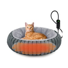 INVENHO Heated Cat Beds for Indoor Cats and Small Dogs, 20" Cozy Donut Heated...