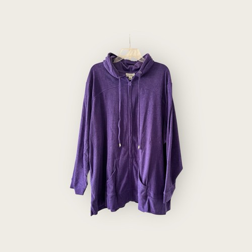 Catherines French Terry Hoodie Zip Up Hooded Jacket size 4X Purple Lilac