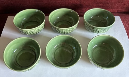 6 Bordallo Pinheiro 6 Small Green Dragonfly World Market Cereal Bowls 5.25” - Picture 3 of 6