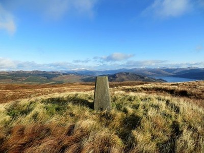 Photo A2 Trig point on Beinn Ghlas 420m Crarae Loch Fyne in the distance c2017