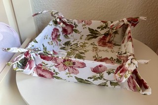 Faltbarer Brotkorb zum Binden ca.20x20x7cm Baumwolle mit Blumendekor