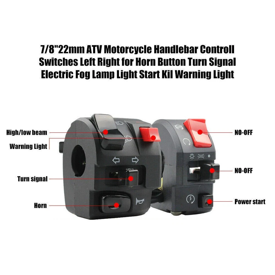 Handlebar Controller Switch for 7/8" Motorcycle: Horn, Turn Signal, Fog Light - Image 4 of 4