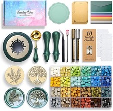 Wax Seal Stp Kit, 24 Colors and Beads with Box, Sealing Wax Warmer,