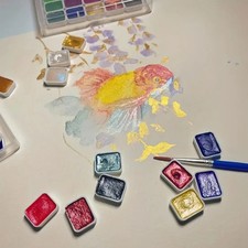 20-Farben Metall Aquarell Malerset tragbare Kunstbox Leinwand