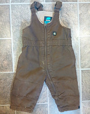 Berne Youth Brown Insulated Lined Zip Front Canvas Bib Overalls 18 months