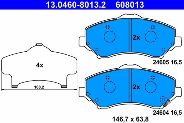 Bremsbelagsatz Scheibenbremse ATE 13.0460-8013.2 FüR Jeep Cherokee KK JK 3 CRD-image