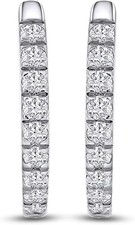 4/9 Ct Lab Grown Diamond 10MM Huggie Hoop Earrings 925 Sterling Silve  14K Gold