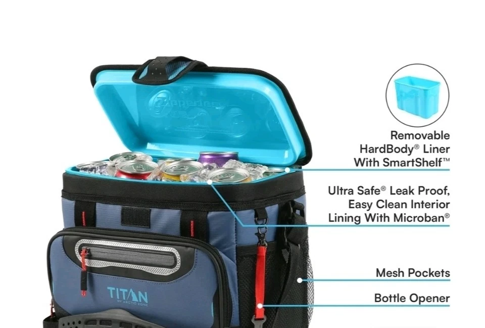 Titan by Arctic Zone Can 12 容量无拉链冷却器 灰色 KEEPS 冰最多 2 DA — 第 2/4 张图片