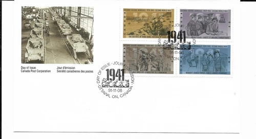 Canada FDC #1348a second world war 1991 4X 40cent block