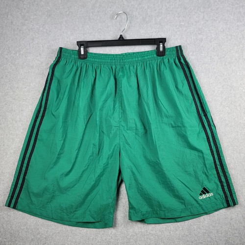 Vintage Adidas 90s Y2K Fußball Shorts XXL 3 Streifen grün Nylon Herren 2XL