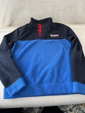 Boys Vineyard Vines Harbor Fleece Pullover Quarter Snap Youth Med 8-10 Blue