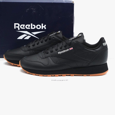 Size 9.5 Men's Reebok Classic Leather Sneakers 100008493/GY0954 Black/Gum