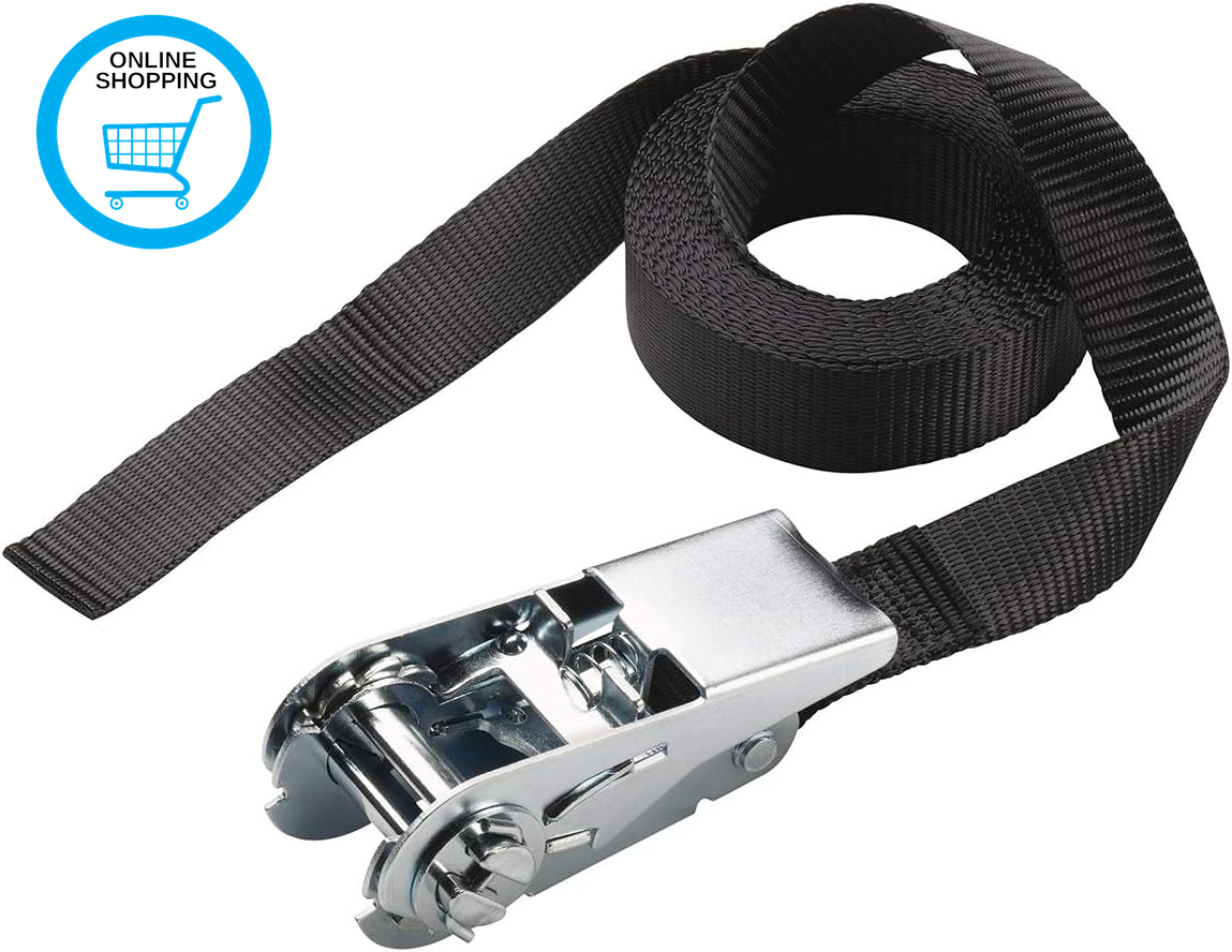 3108EURDAT Certified Ratchet Strap, Black, 5M X 25Mm Strap