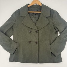 Talbots Blazer Womens 12 Green Brushed Italian Wool Blend Double Breasted Jacket