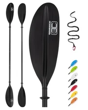Adjustable Carbon Fiber Kayak Paddle 86in-94in with Leash Black