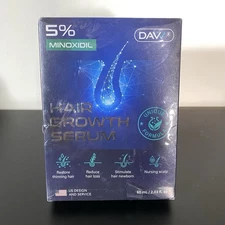 New Men’s Davv Hair Growth Serum 2.03oz Plus 0.25mm Derma Roller 5% Minoxidil