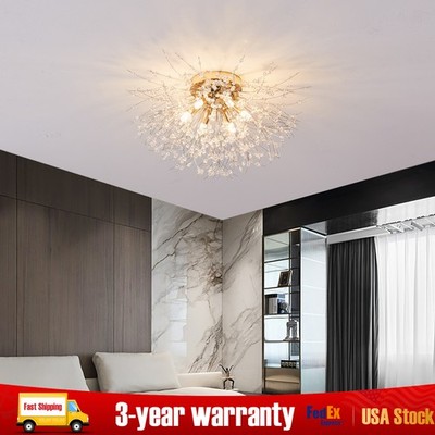 Pendant Light Led Chandelier Flush Mount Dandelion Crystal Ceiling Lamp