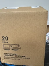 20-Pack Double Compartment Condiment Containers with Lids – Leakproof Plastic