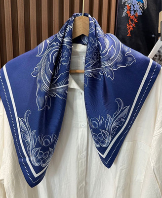  Pure 14Momme Twill Silk Bandanna 65X65cm Scarf Square pattern Print Shawl Wrap