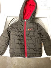 Nike Youth Boys Size 24M Black Red Hooded Winter Puffer Jacket Coat G083-023