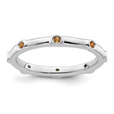 Sterling Silber Vorsteckbar Expressions Citrin Ring Größe 9 für Frauen 2,03 gm