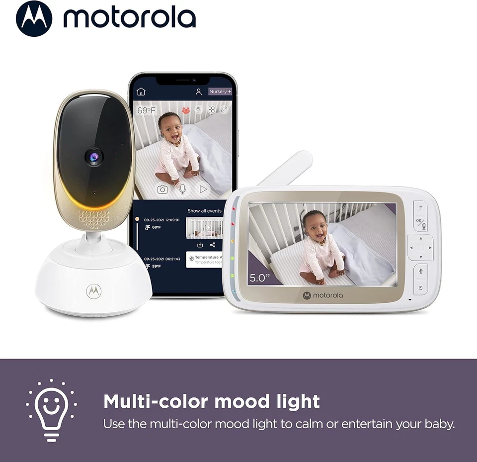 Motorola VM85 CONNECT 5" Wi-Fi Video Baby Monitor w/ Light Very Good Condition - Image 2 of 4