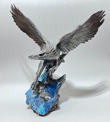 GORGEOUS Bald Eagle Sculpture Alaska Chilkat Paul Brunelle Pewter 11''