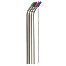 14Inch Stainless Steel Straws 4pcs Ultra Long Reusable 0.32" 8mm Big Wide Metal