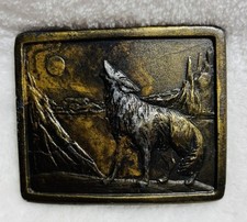 1976 Vintage Indiana Metal Craft Howling Wolf Belt Buckle