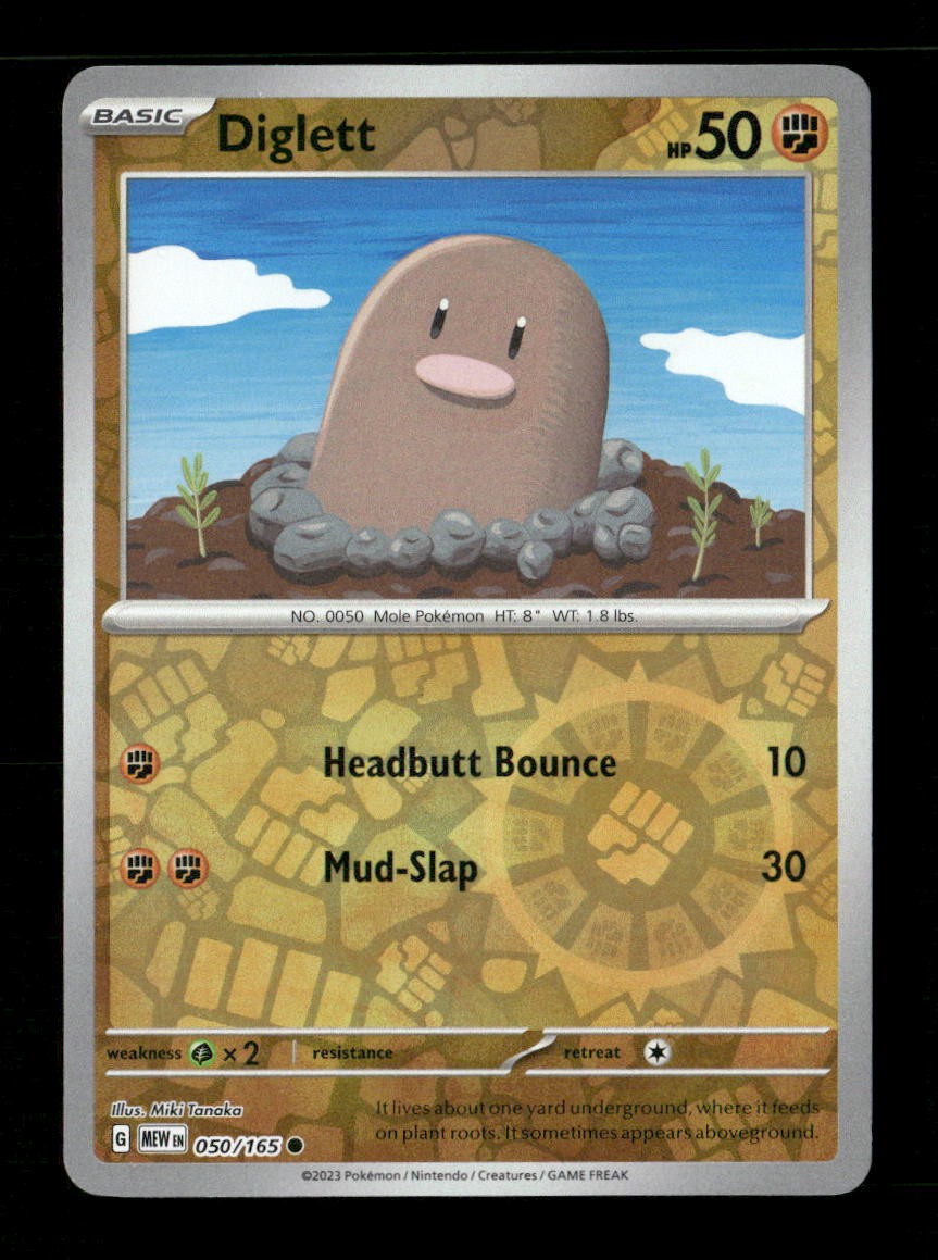 Diglett Reverse Holo Common SV: Scarlet & Violet 151 050/165 NM Pokemon NM