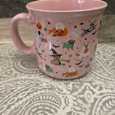 Fig & Fern Pink Halloween Dog Costume Ceramic Coffee Mug Cup Pumpkin Ghost Witch