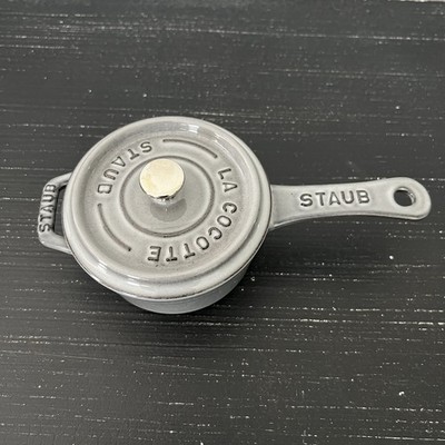 STAUB Cast Iron 0.25-qt Mini Saucepan Grey Made In France Never Used.