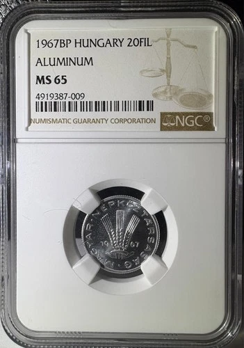 1967-BP Hungary Aluminum 20 Filler NGC MS65 (009)