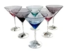 Vintage MCM Waterford Marquis Colors Polka Dot Martini Glasses Set of 6 & Charms