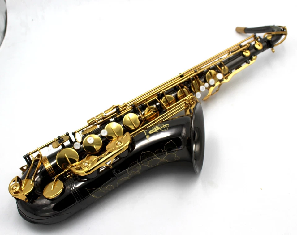 Saxofón tenor Eastern Music B Flat Pro Use negro brillante niquelado dorado llave Foto 3 de 4