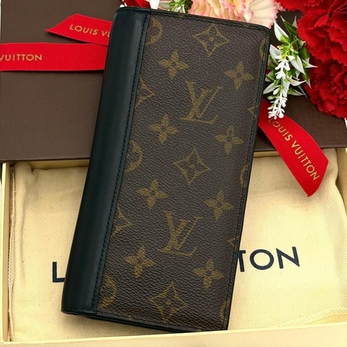 Louis Vuitton Monogram Macassar Long Wallet Brother Black Used From Japan