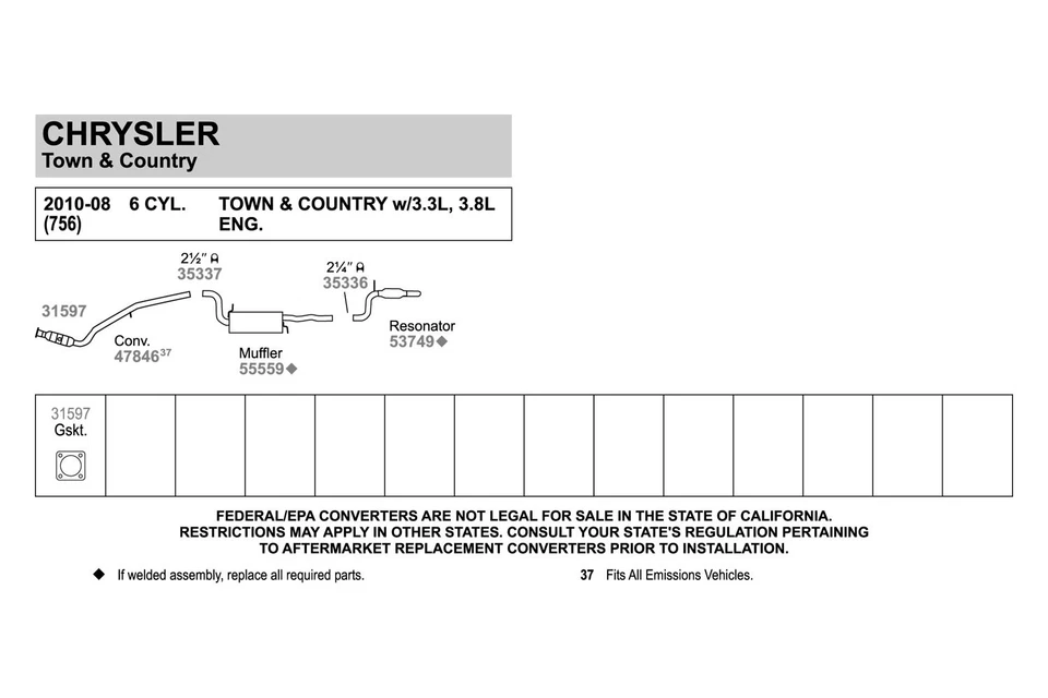 For Dodge Grand Caravan 08-10 Exhaust Muffler and Pipe Assembly Quiet-Flow Foto 3 de 4