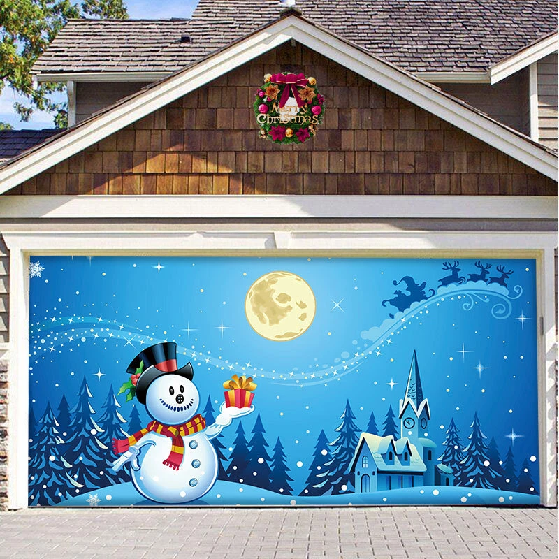 7x16Ft Large Merry Christmas Banner Garage Door Cover Xmas Outdoor Decoration