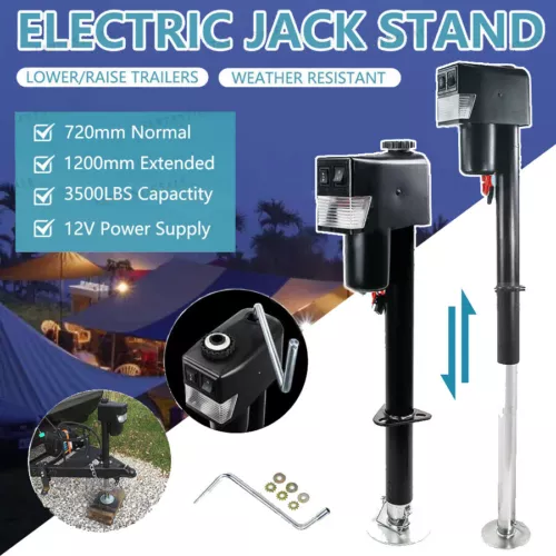 AU Electric Jack Stand Wheel 12v 1587kg Caravan Trailer Boat Stabilizer Leg HD - Picture 2 of 13