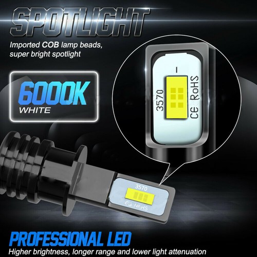 H4+H3 6000K LED Headlight & Fog Light Bulbs Combo Kit 4pc Super Bright white New - Picture 18 of 18