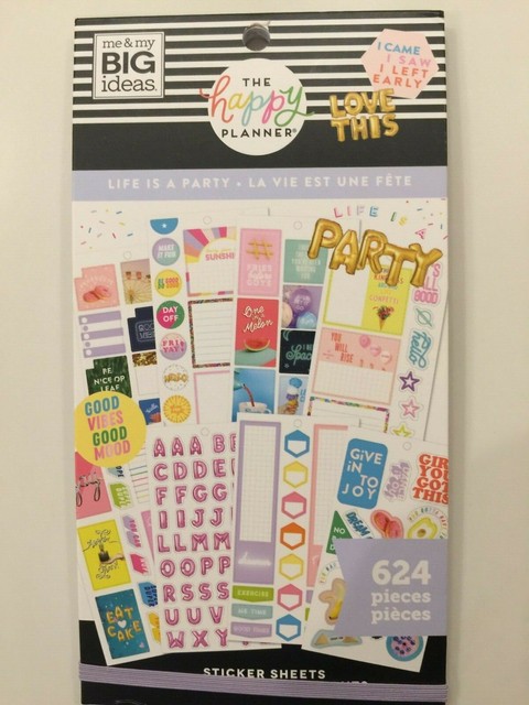 The Happy Planner Life Is A Party Sticker Book Pack Of 624 Me /& My Big Ideas