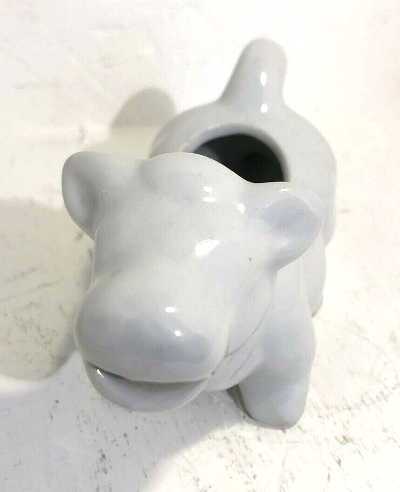 PORCELAIN FTY WHITE COW CREAMER FARM COUNTYSIDE DECOR 6" IN. POTTERY