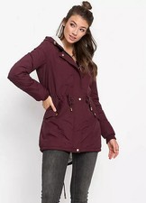 Freemans Fleece Lined Parka In Maroon Plus Uk 18 (fs25)