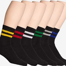 1 Dozen 12 Pairs Classical Retro Old School Shoes Stripes Athletic Crew Socks