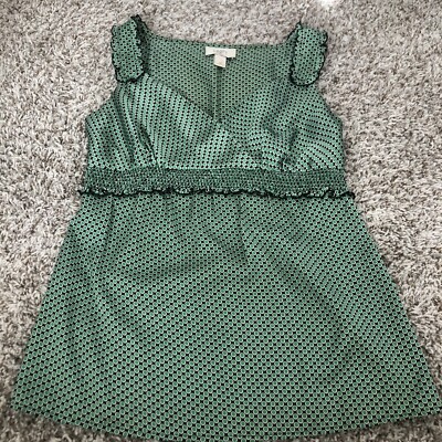 ann taylor green polka dot dress LOFT 0 petites women black satin blouse empire zip Sale Apparel