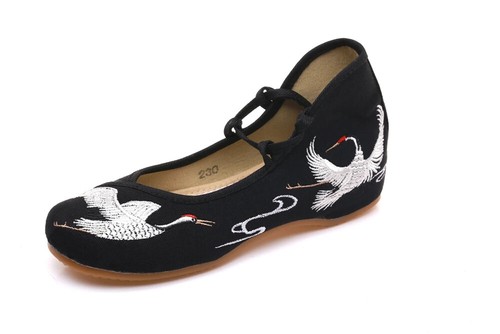 Embroidered Women Canvas Lace Strap Flats Comfortable Casual Cotton Fabric Shoes - Picture 15 of 26