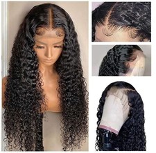 Water Wave Transparent Lace Front Wigs Brazilian Remy Pre Plucked Human Hair Wig