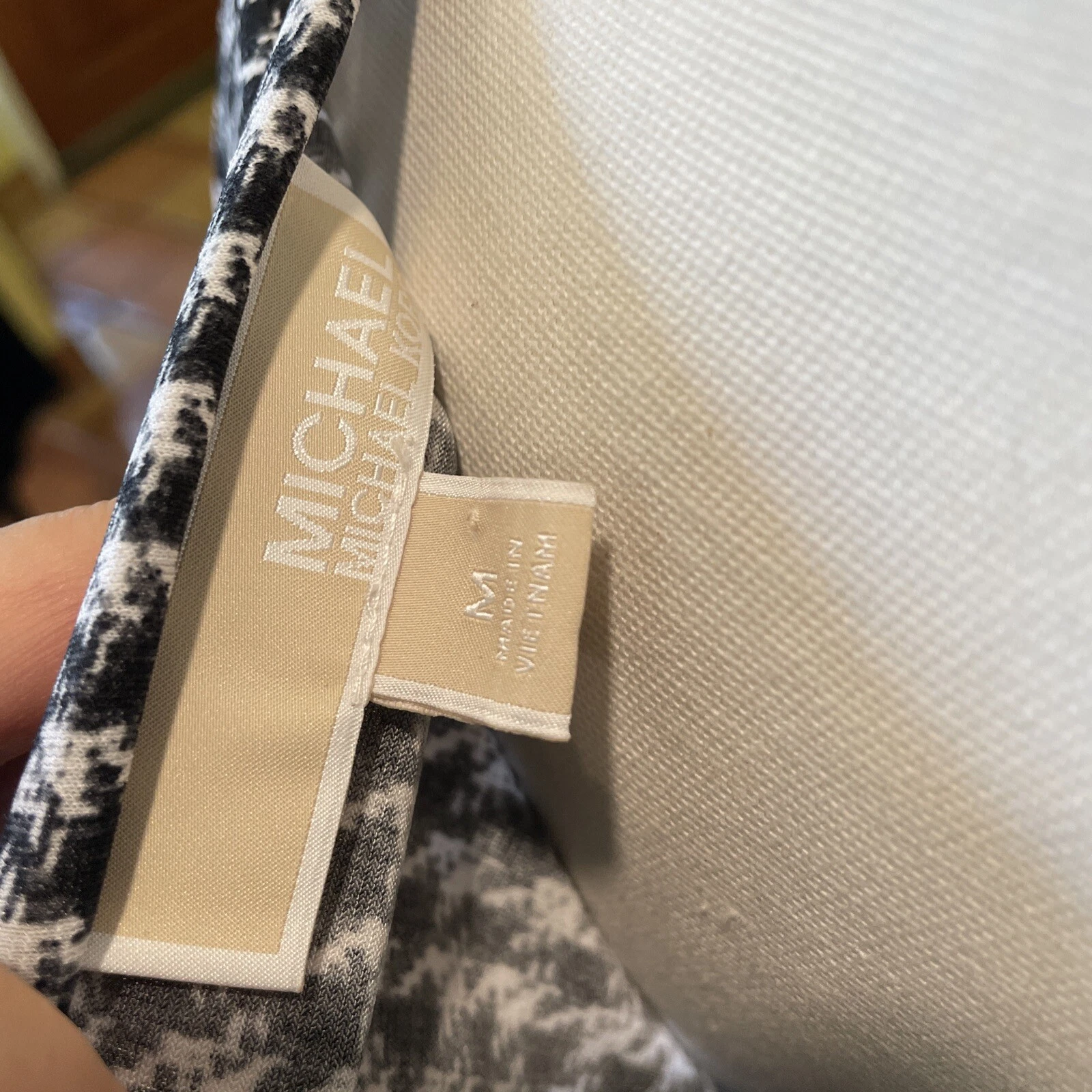 Abito leggero MK MICHAEL Michael Kors manica pied de poule nero bianco M Z49