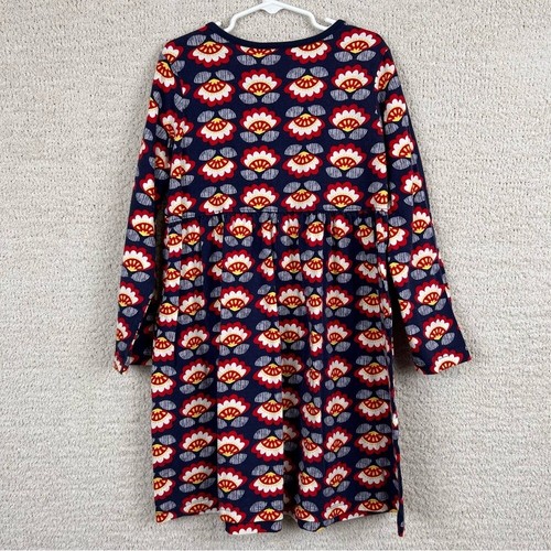 Hanna Andersson Dress Girls 140/10 Navy Blue Floral Long Sleeve Cotton Twirl - Picture 6 of 9